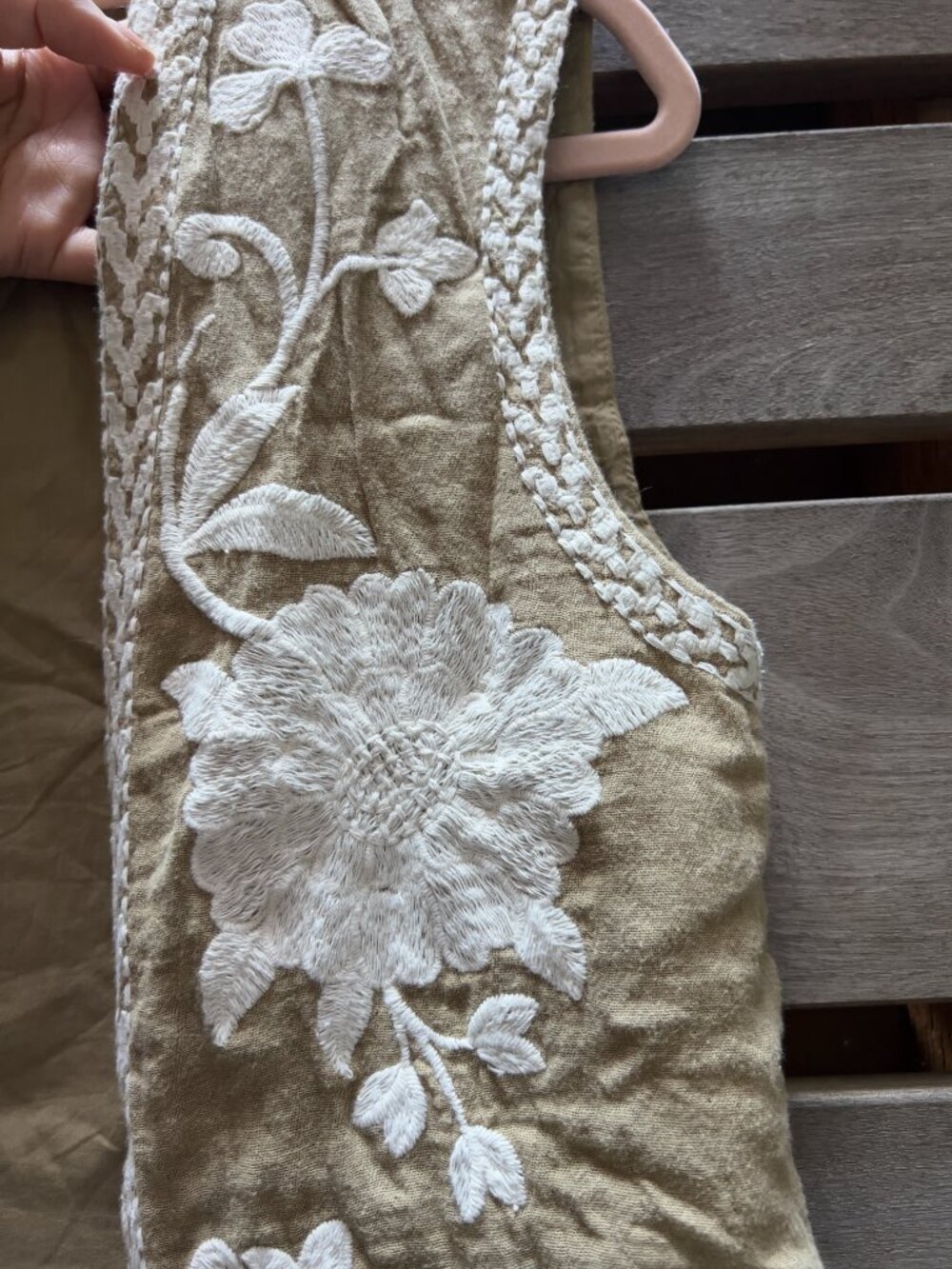 ZARA Open Front Embroidered Floral Boho Vest Cotton Western Waistcoat Size S - Picture 5 of 8
